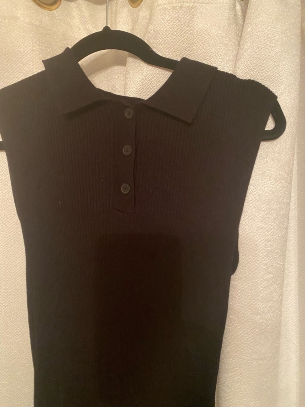 Boohoo Black Sleeveless Ribbed Polo Maxi Dress